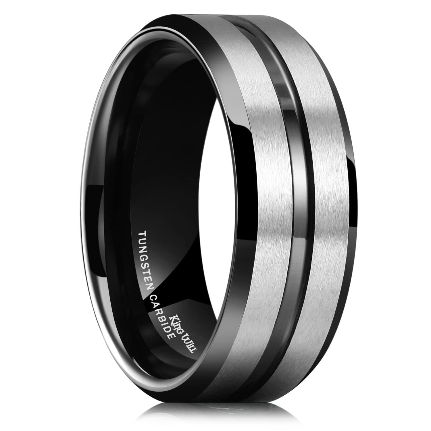 King Will Tungsten Carbide Wedding Band for Men Size 4-16