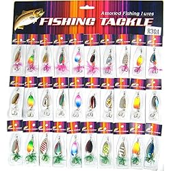 Señuelo De Pesca Cucharilla QualyQualy Señuelos de Pesca Spinning Cebo cucharilla para Pesca Cucharillas Pesca para Trucha 3,5g - 5g 30 Piezas