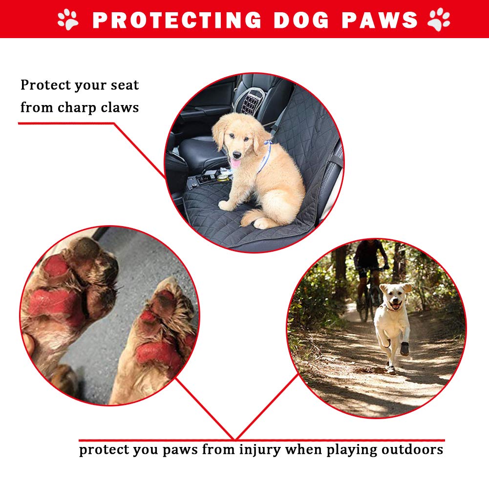 Lot de 4 bottes imperméables pour chien avec semelle réfléchissante robuste antidérapante et antidérapante, chaussures d'extérieur pour chiens de taille moyenne à grande (noir et rouge)