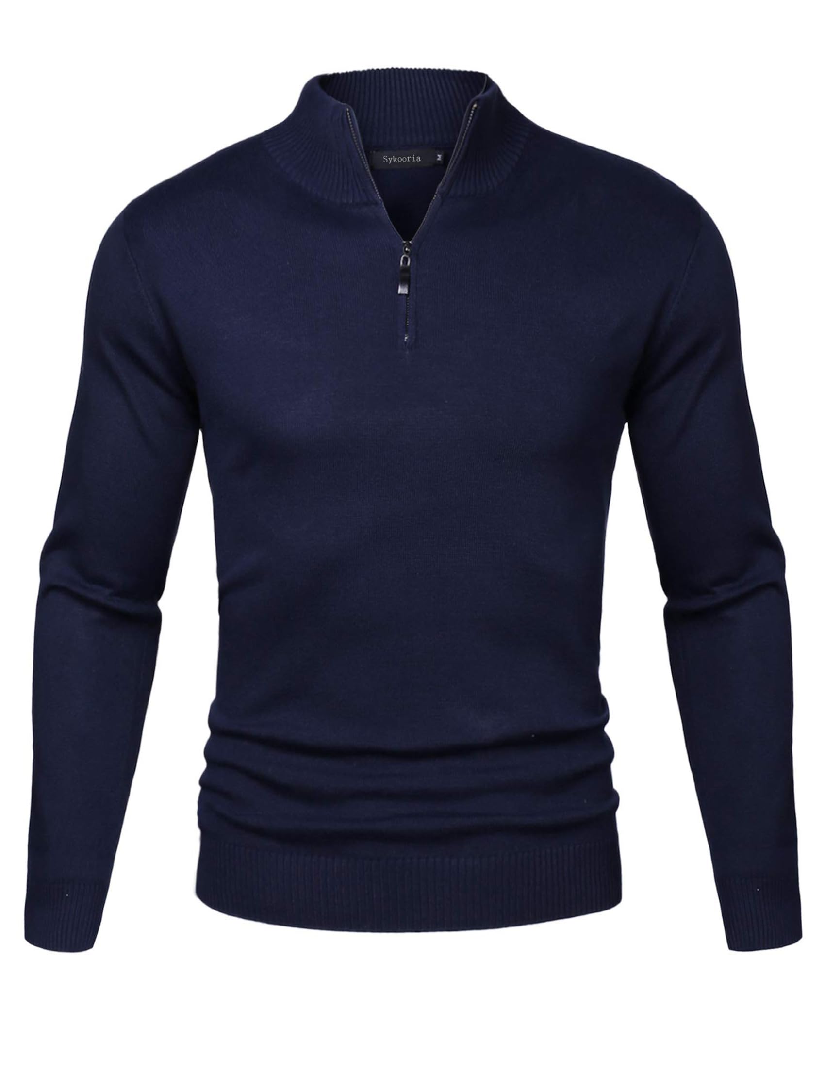 Sykooria Pull Homme Hiver Chaud Pullover Col Roulé à Manches Longues Sweaters Homme Tricoté Pull Col Zippé Homme