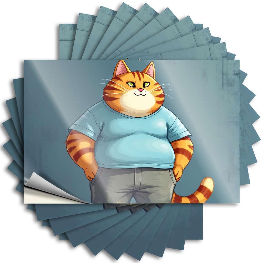 Fzfn Boys Colour Room Decor Indie Aesthetic Saying - Lover Fall Tumbler A Chubby Orange Cat Wearing A Blue Shirt(12X18cm)