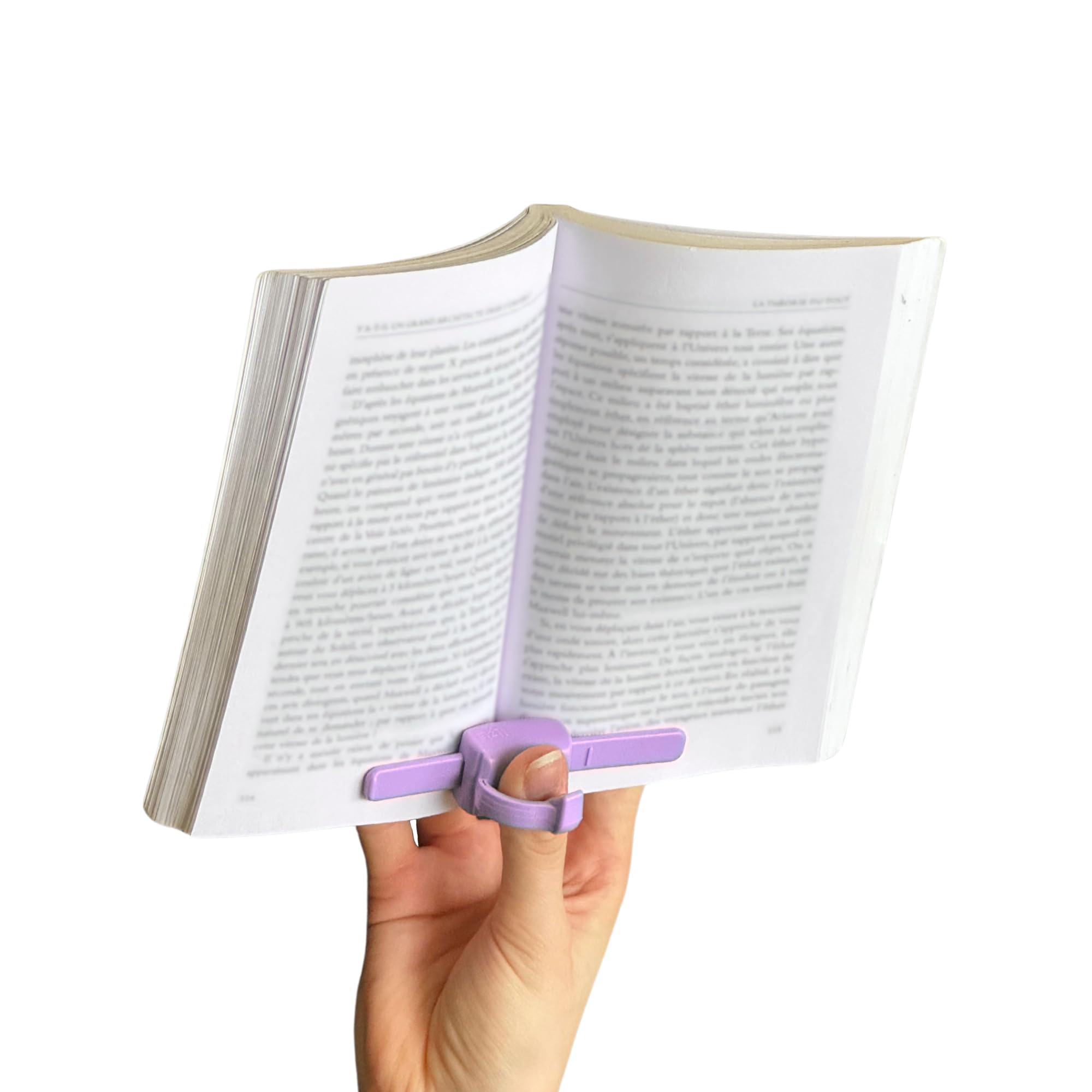 lizia One-Handed Book Light and Bookmark – 3-in-1 Rechargeable Reading Light for Books in Bed – Patented Made in France Clip On Lamp with Warm LED – Gifts for Book Lovers - Purple