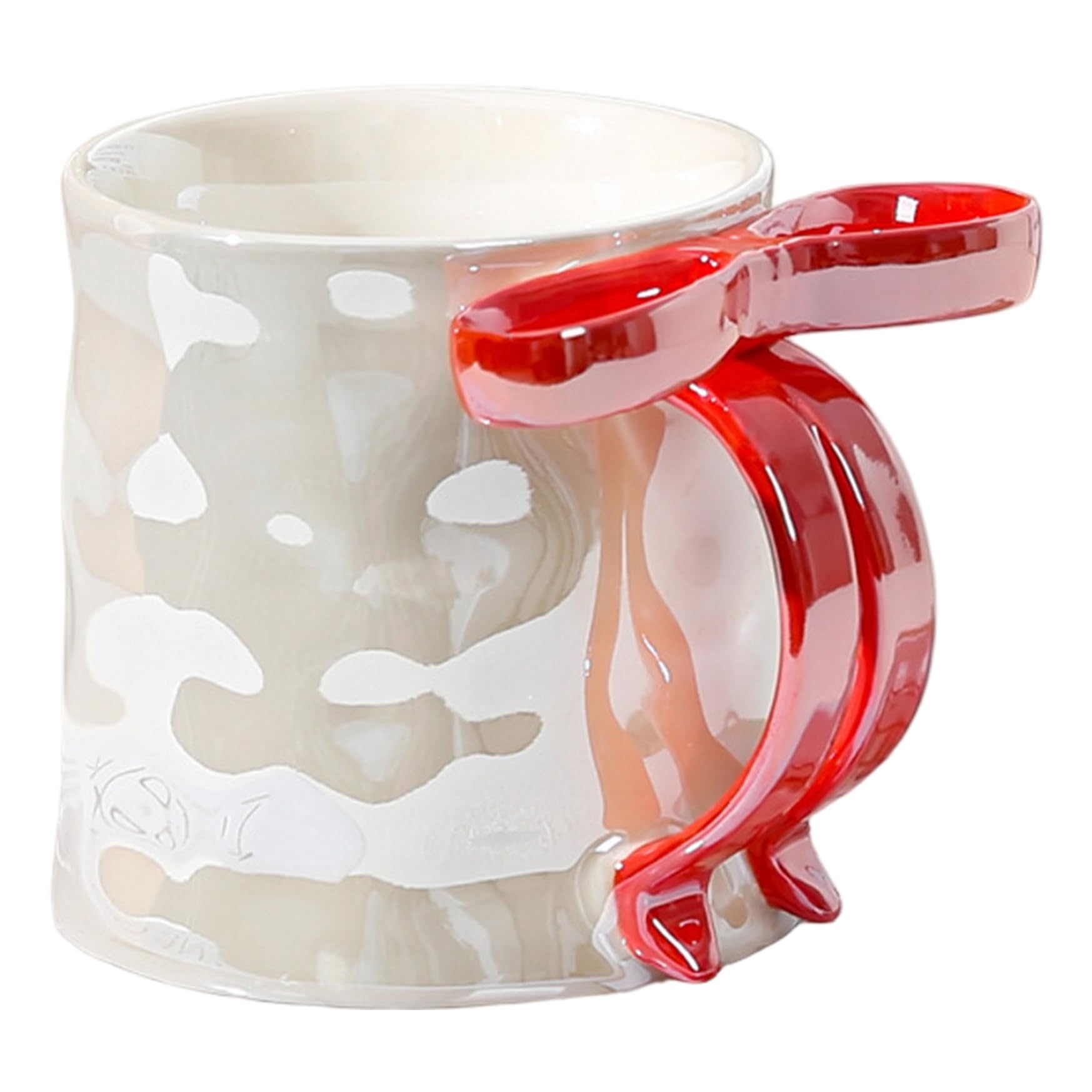 Tasse à nœud en céramique de 350 ml au fini nacré brillant avec grande poignée