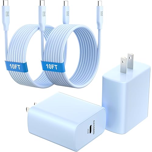45W Super Fast Charger Type C, [2 Pack] 45 Watt USB-C Charger PD/PPS Wall Charging Block for Samsung Galaxy S25 Ultra/S24/S23 Ultra/S23+/S22 Ultra/S22+/S20 Ultra, Tab S8(Blue, with 2X 10ft Cable)