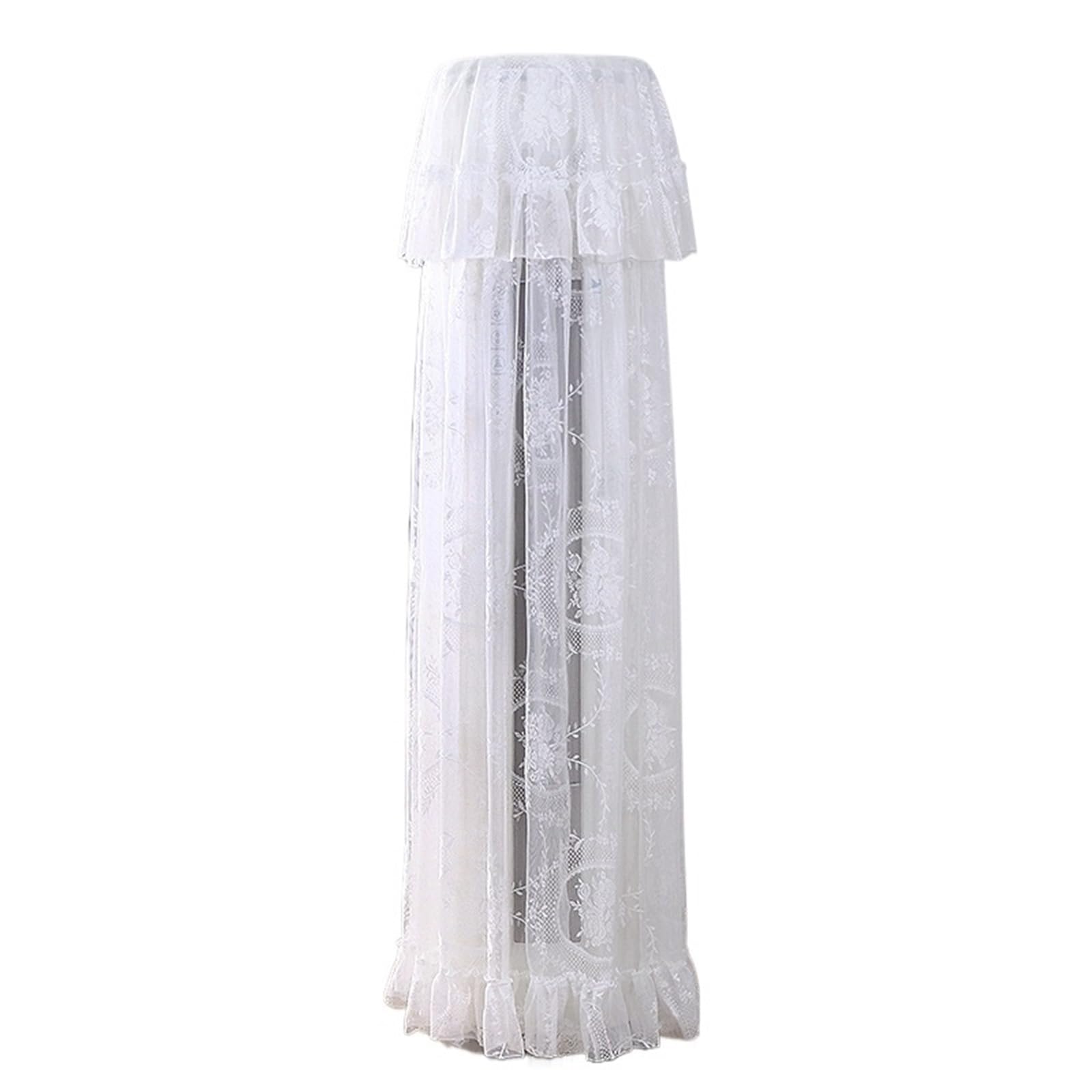 ERHTGUO Universal Lace Standing Air Conditioner Dust Cover Windproof Curtain Living Room Anti-direct Blow Turn(The round cabinet,Universal height 180cm)