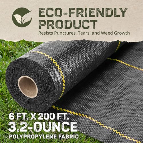 Dewitt Sunbelt Woven Ground Cover, 3.2 oz, Black, 6' x 200' - Durable Weed Barrier Fabric for Greenhouse, Garden, Outdoor Display & Landscaping