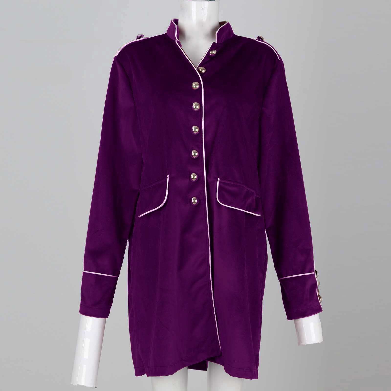 Samt Blazer Damen Mittellang Trenchcoat Mit Knöpfen Winterjacke Warm