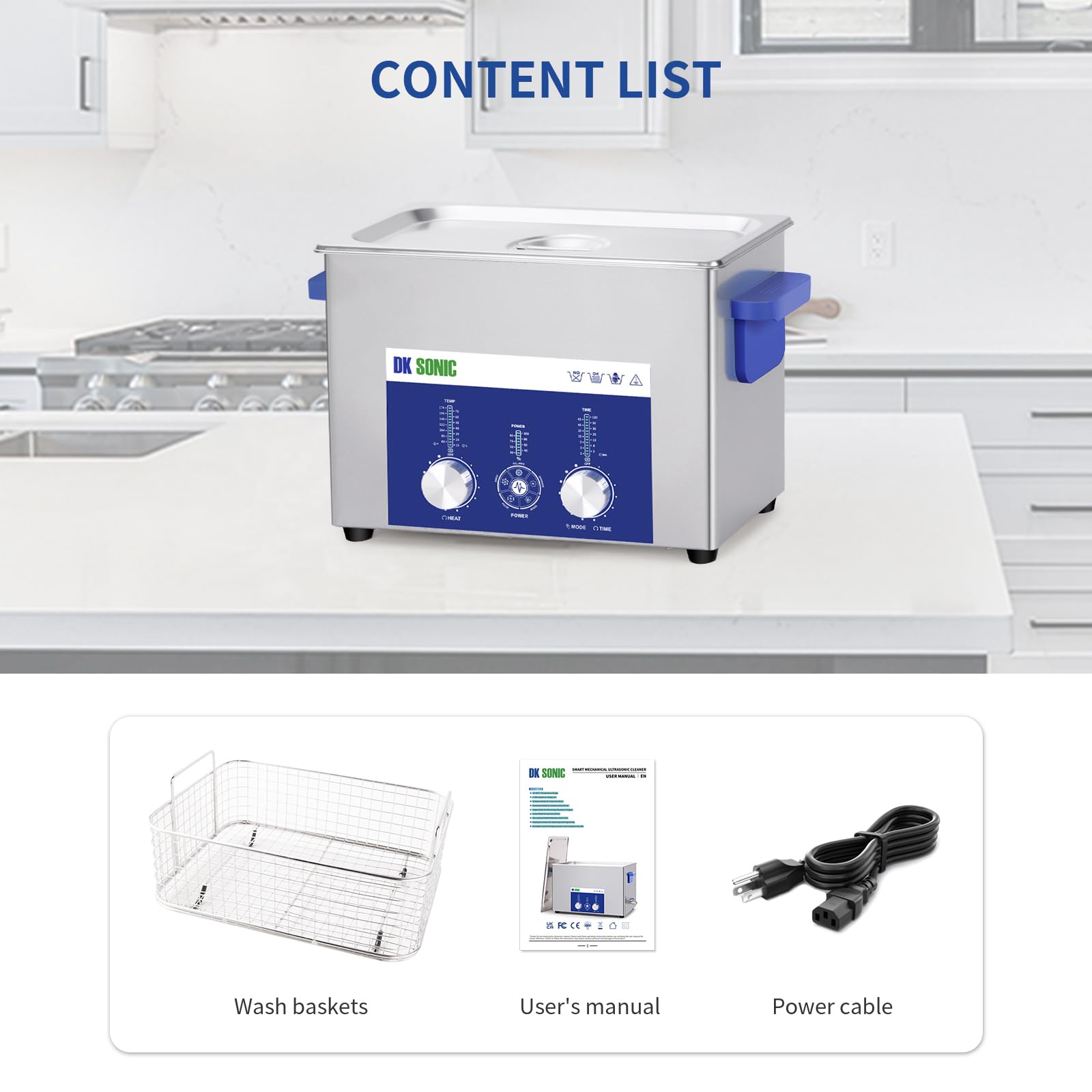 DK SONIC Myjka ultradźwiękowa 4L 120W, przemysłowe urządzenie do czyszczenia ultradźwięków z wydajnym, kodowanym sterowaniem i pięcioma trybami do czyszczenia okularów, naszyjników, zegarków i