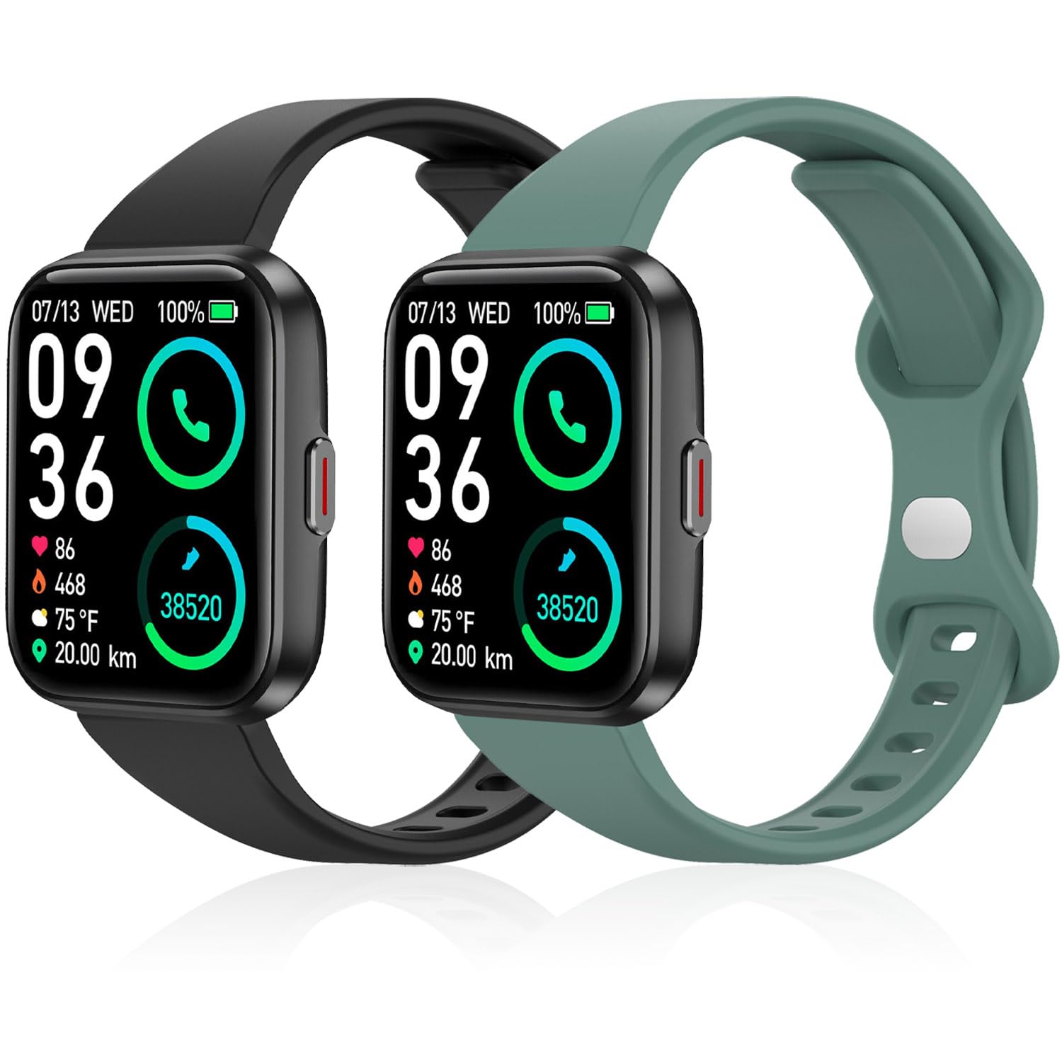 Lzwldan 2 Pack Slim Watch Bands Compatible with ENOMIR ID208BT / SKG V7 PRO Smart Watch, Soft Sport Replacement Strap for Aeac / Konitee / FACOI Watch