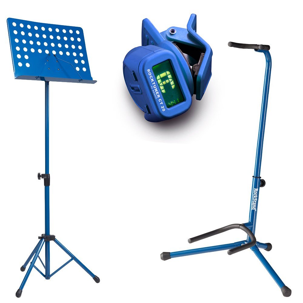 Zoundhouse - Set per principianti (46: leggio da orchestra + supporto per chitarra + accordatore clip-on / blu)