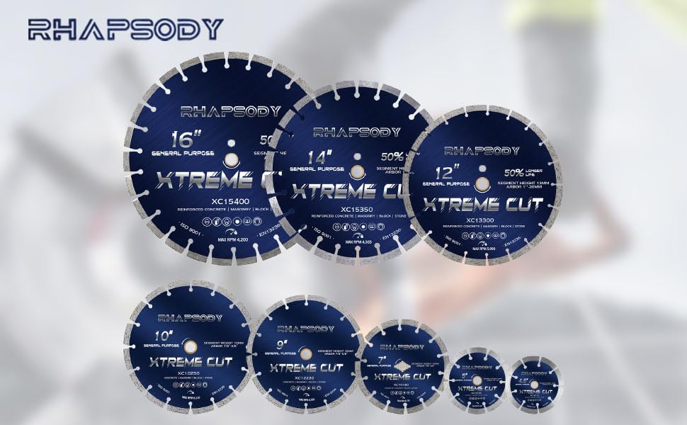 Image of RHAPSODY 14 Inch Diamond Concrete Saw Blade 5Pcs Segmented General Purpose