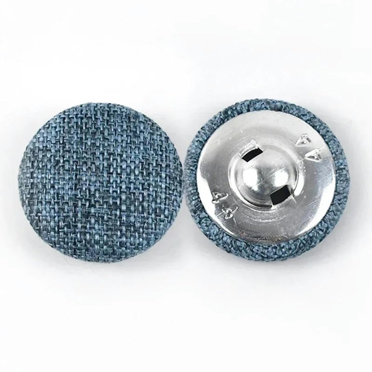 30piece 11-30mm Metal Linen Covered Button for Clothes Sofa Cushion Decor Round Shank Buttons DIY Suit Overcoat Sewing Accessories-7WaterBlue-18mm