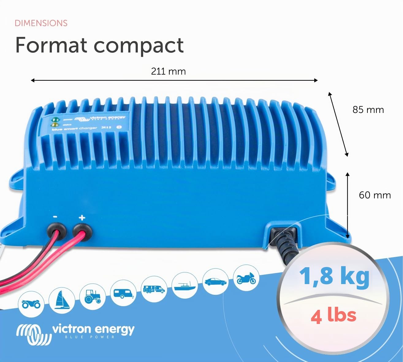 Victron Energy Blue Smart IP67 24-Volts 5 ampères 230V Chargeur de Batterie, Bluetooth (CEE 7/7)