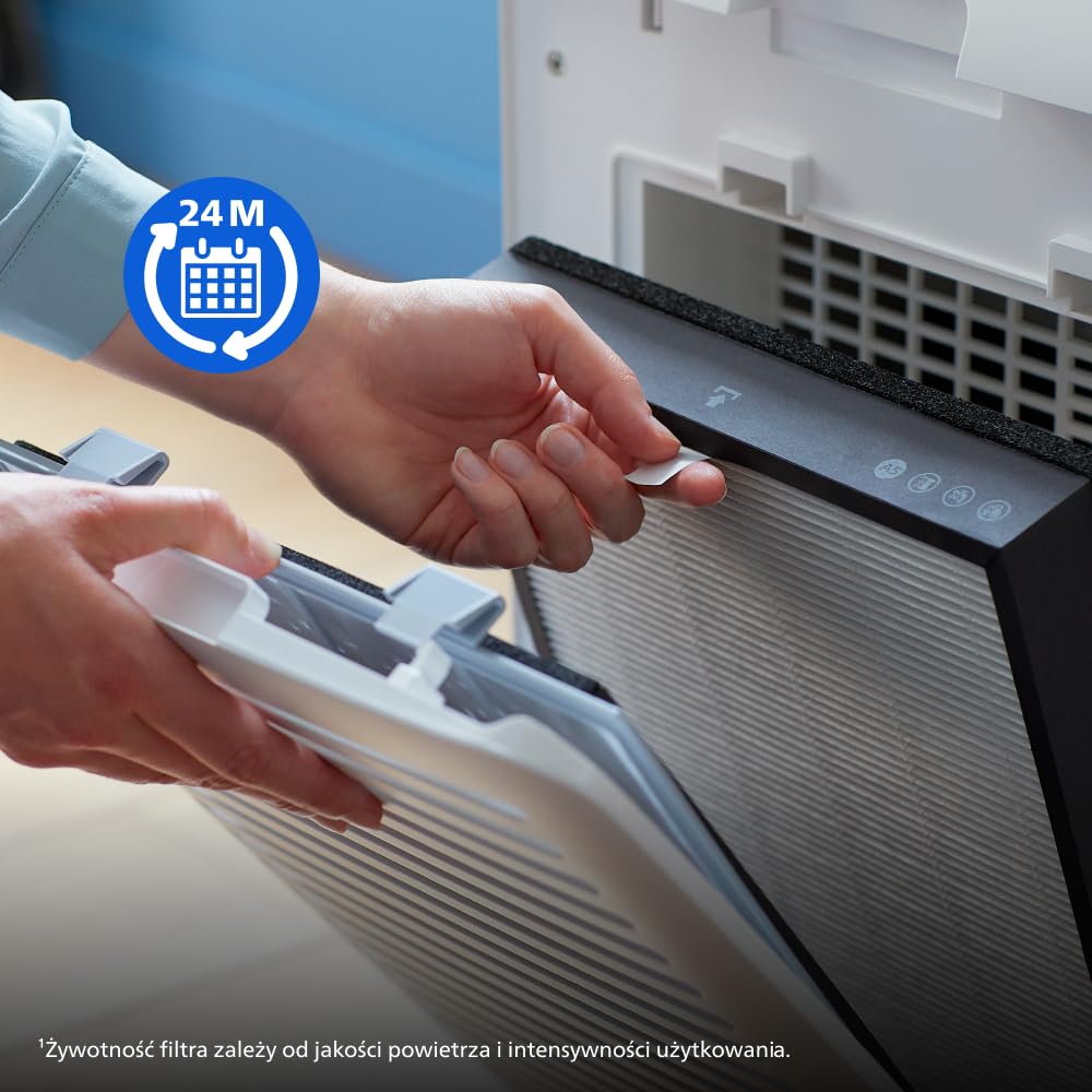 Philips Oryginalny filtr wymienny do oczyszczacza powietrza serii 2000i i 3000i AC2887/AC2889, AC2892, AC3829, HEPA NanoProtect, żywotność do 24 miesiący, czarno-biały (FY2422/30)