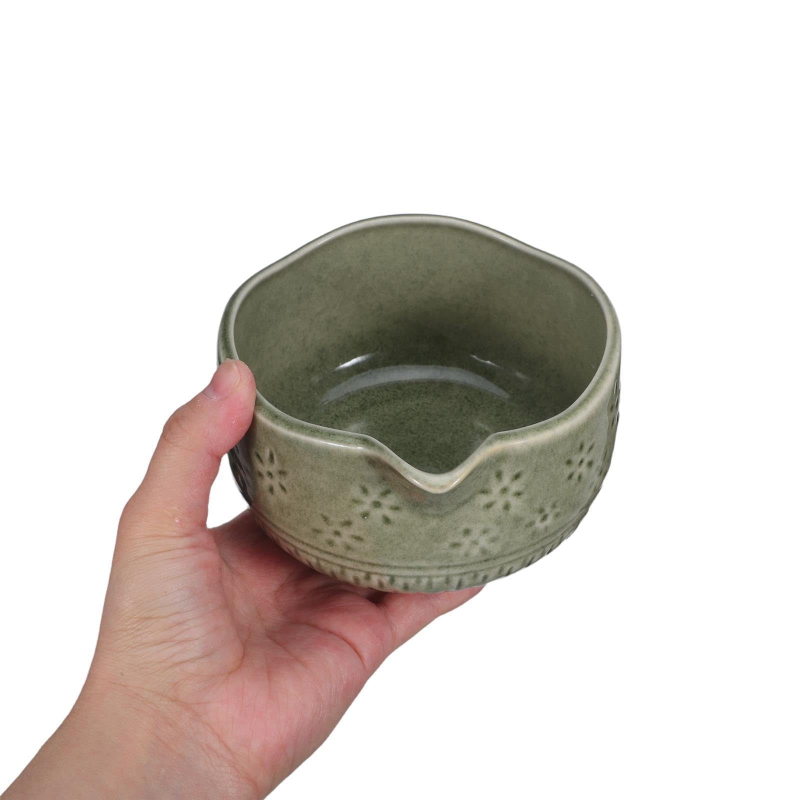 HEMOTON Ciotola Matcha in Ceramica con Beccuccio per Cerimonia del Tè, Facile da Pulire per Amanti del Tè, Design Elegante per Cucina e Sala da Pranzo