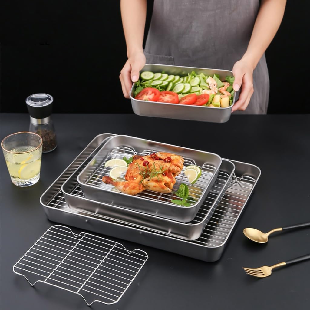 Professional Stainless Steel Baking Pan And Rack For Enhances Heat Distribution Large Capacity Perfect For Entertaining