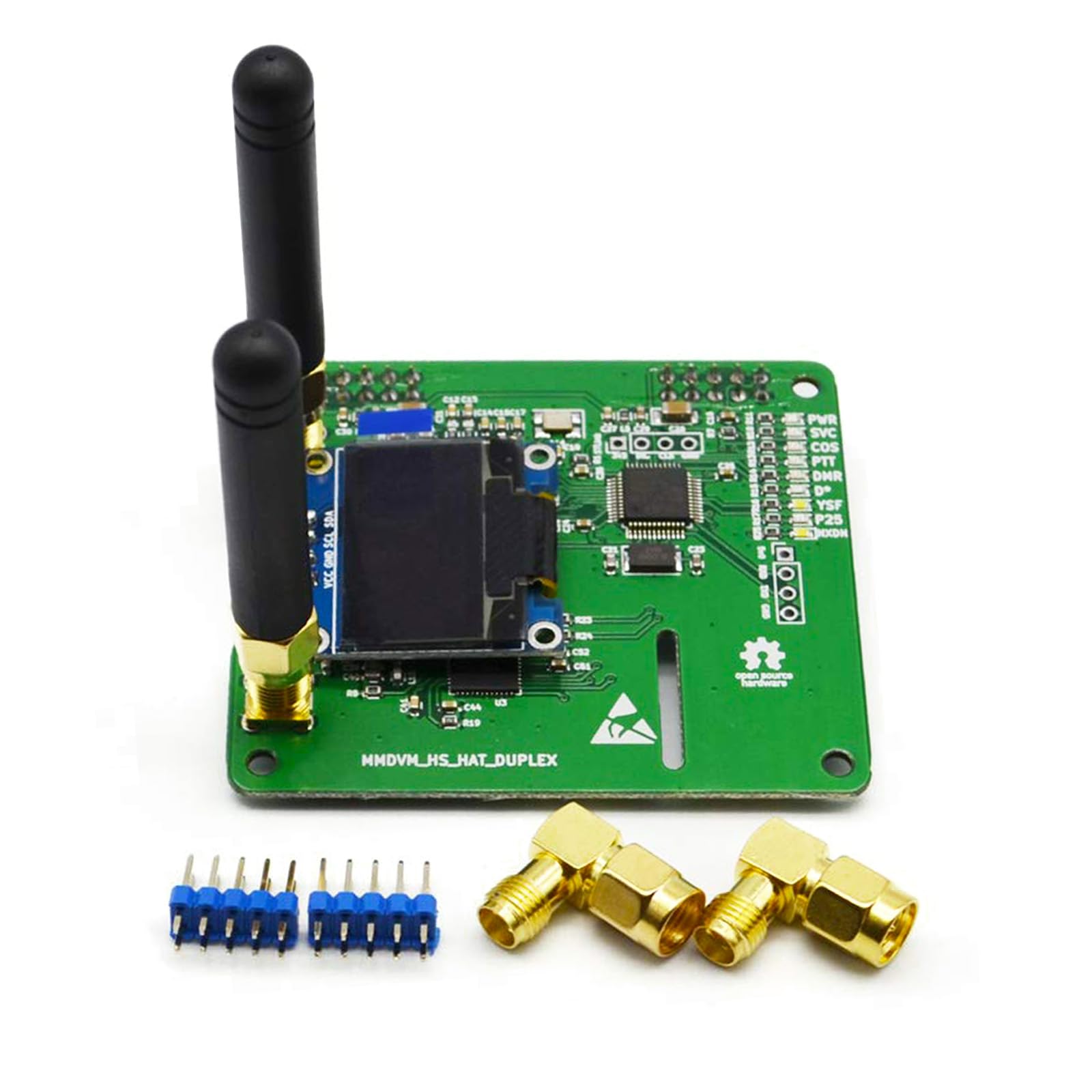 AURSINC Module MMDVM Double Hat Duplex Hotspot avec écran OLED 0.96 V1.47 Compatible P25 DMR YSF NXDN pour Raspberry Pi Vert