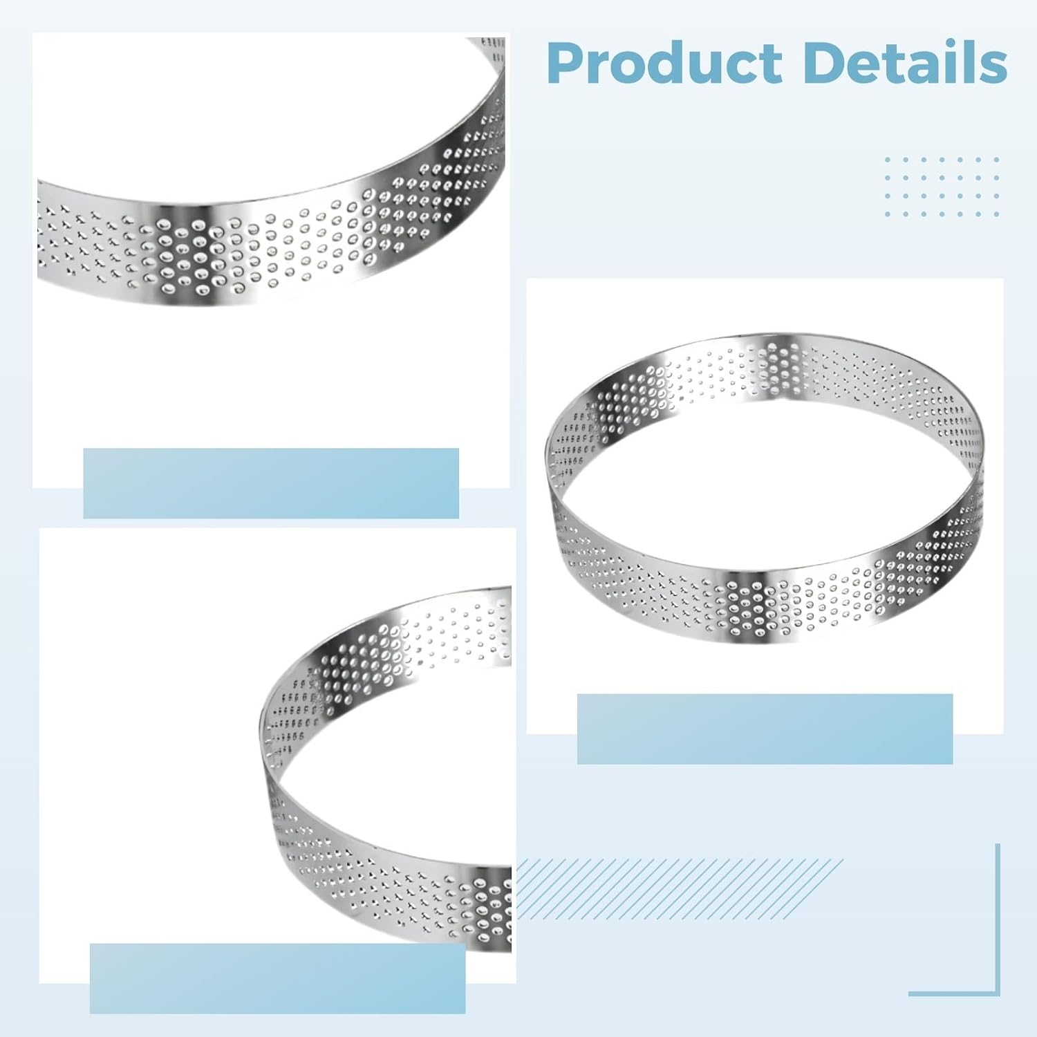 3.9 Inches Pastry Molds, Ten Pcs Round Tart Rings, Perforated Circle Tart Rings, Stainless Steel Baking Versatile Forms For French Tarts, Cheesecakes, Mousses, Layer Cakes