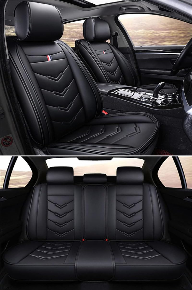 MBROS Auto Set Coprisedili per VW Tiguan (5N) I 2009 2010 2011 2012 2013 2014 2015 2016, Set Coprisedili per Auto Anteriori e Posteriori, Coprisedile in Pelle Traspirante Impermeabile,A-Black