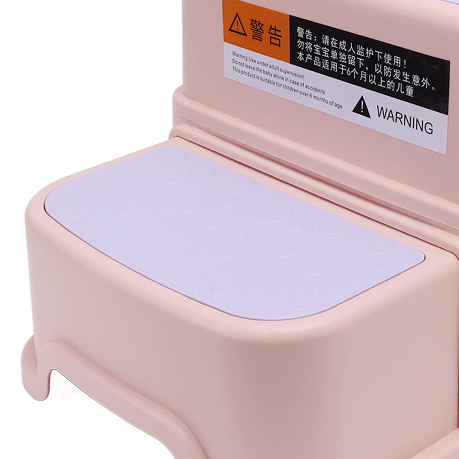 Sgabello per Bambini Sgabello a Tre Gradini per Bambini con Fondo Antiscivolo, Poggiapiedi in Plastica per Asilo Nido per Vasino, Bagno, Cucina(Rosa)