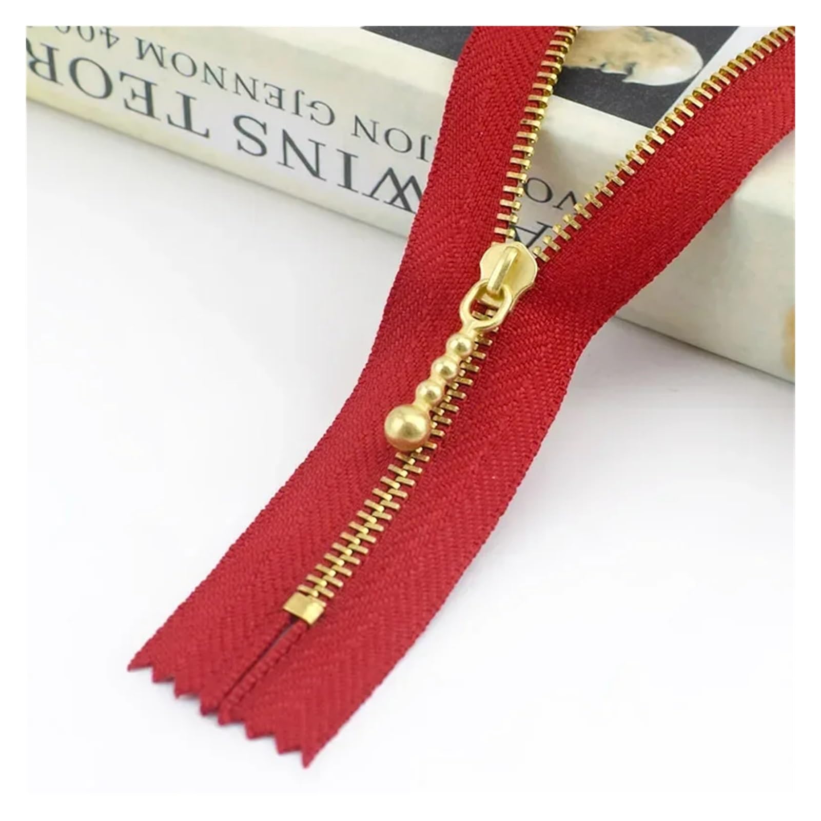 Cerniera Lampo 5/10 Pz 3 # Cerniere in metallo 12-40 cm Chiusura con cerniera chiusa for borse Scarpe Borse Kit di riparazione con cerniera Accessori for cucire Cucito Giacche ( Color : A4-16-Red , Si