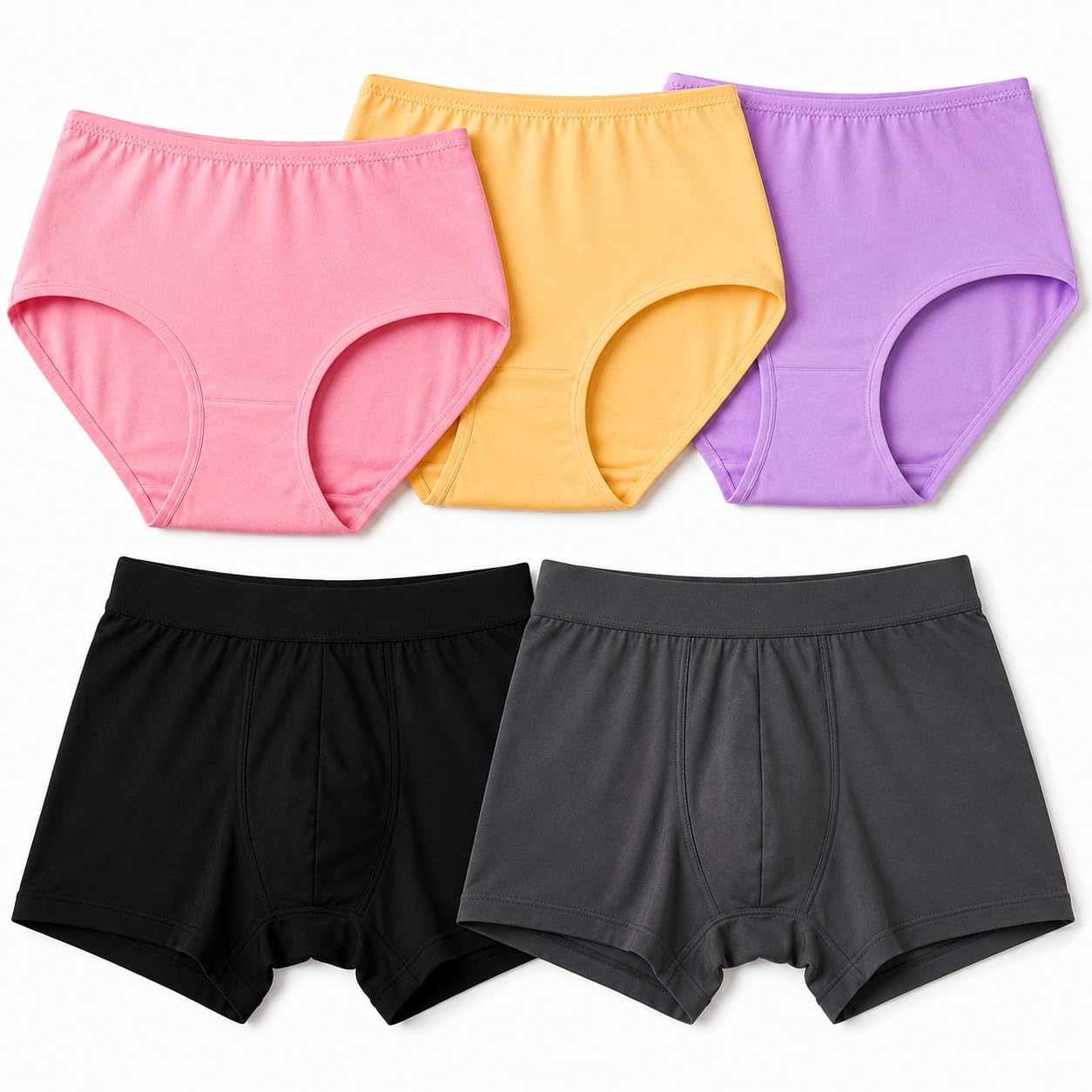 Cookiffy Family Innerwear Combo Pack | 2 Men's Trunks & 3 Women's Full Coverage Panties | Soft Breathable Stretchable Underwear Set (Pack of 5)-image-26