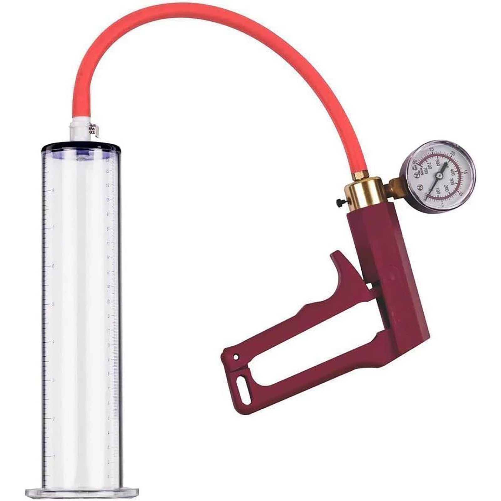 Bomba Pene Manual Juguete Sexual con Manómetro y Escala Bomba de Vacío para Hombre con Mango Metálico, bomba de alargamiento del pene extensor masturbarse para el hombre (30.5 * 7.6 cm)