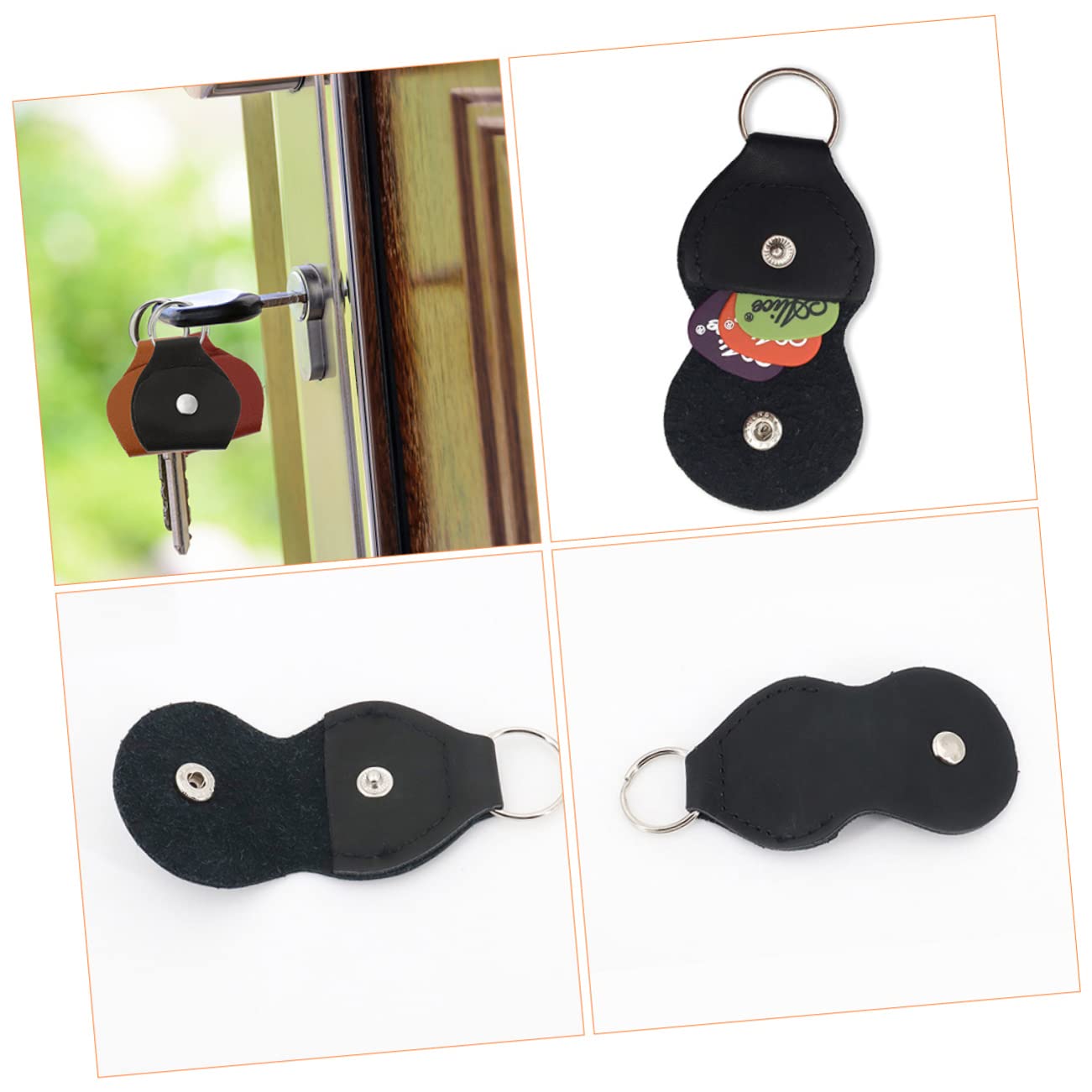 Toddmomy 4sets Guitar Picks Carrier Bag Music Instrument Pick Storage Case Keychain Accessory 5pcs*4