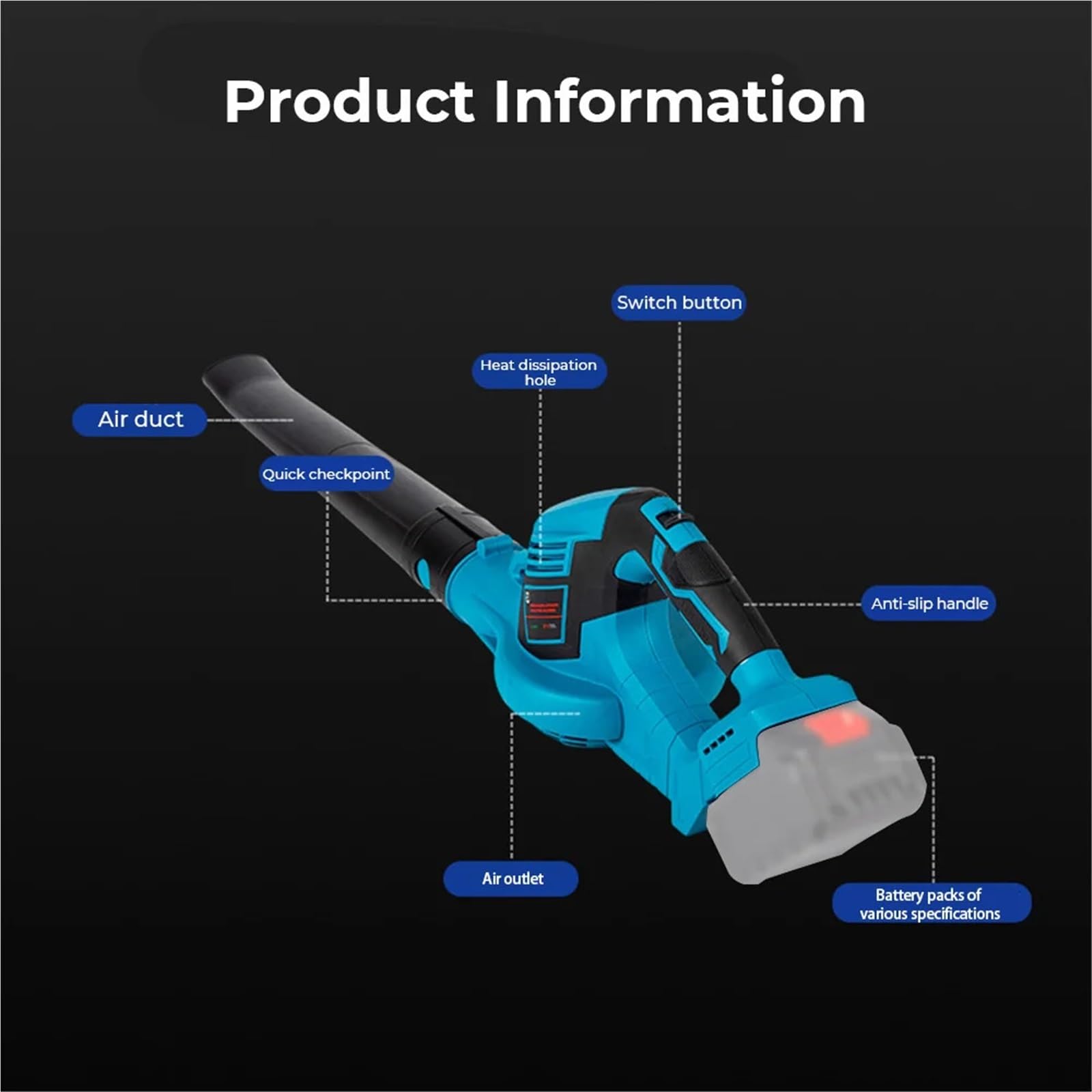 Bezprzewodowa dmuchawa do liści Electric Air Blower Garden Cordless Vacuum Cleaner Dust Computer Collector Handheld Power Tools