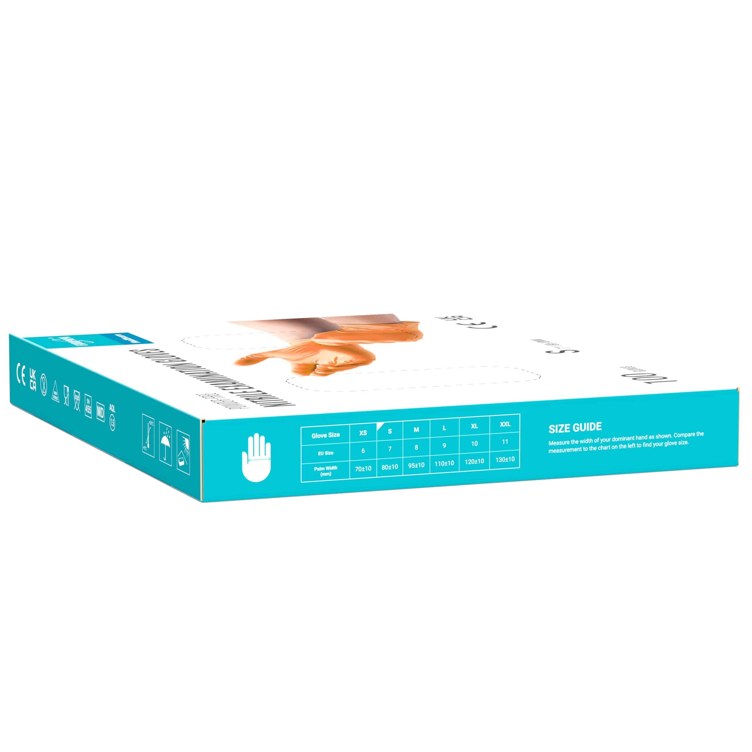 EUROPAPA® 500 x jednorazowe rękawiczki nitrylowe bez talku rękawice badawcze EN455 EN374 bez lateksu rękawiczki jednorazowe rękawiczki dostępne w rozm. S, M, L & XL (pomarańczowy, S)