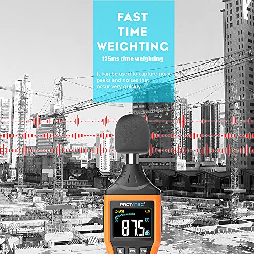 Image of Protmex PT622A Sound Level Meter, Digital Decibel Reader Measurement, Range 30-130 dB with Large LCD Screen Display, Accuracy 1.5dB Noise Meter, Fast and Slow Selection
