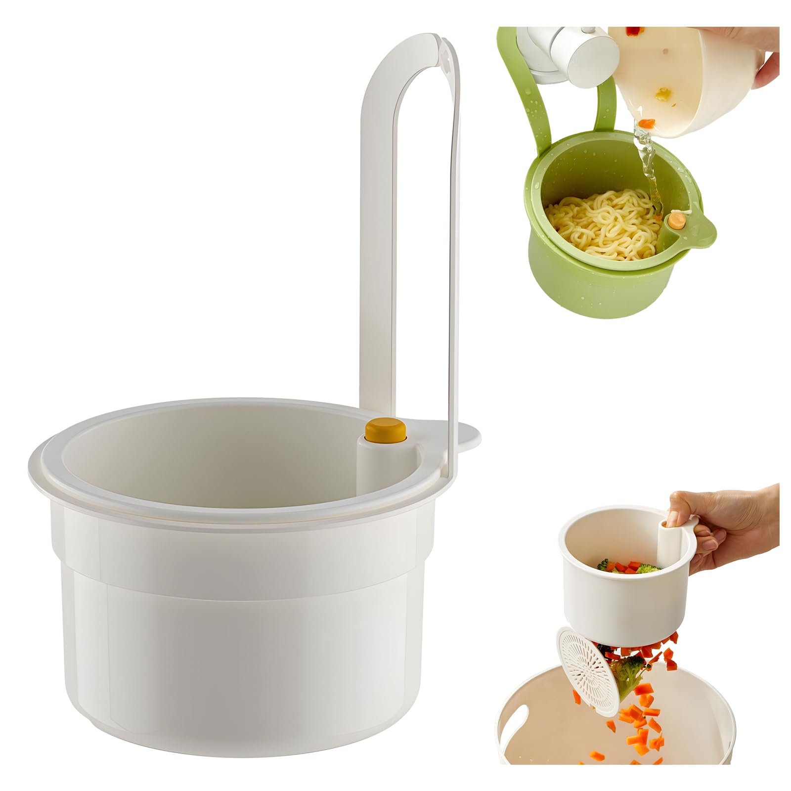 Automatic Dumping Sink Strainer Basket, Upgrade Sink Strainer Basket, Faucet Hanging Kitchen Sink Drain Basket, Press Automatic Dumping Colander Strainer, Food Fruit Vegetable Drain Shelf (White)