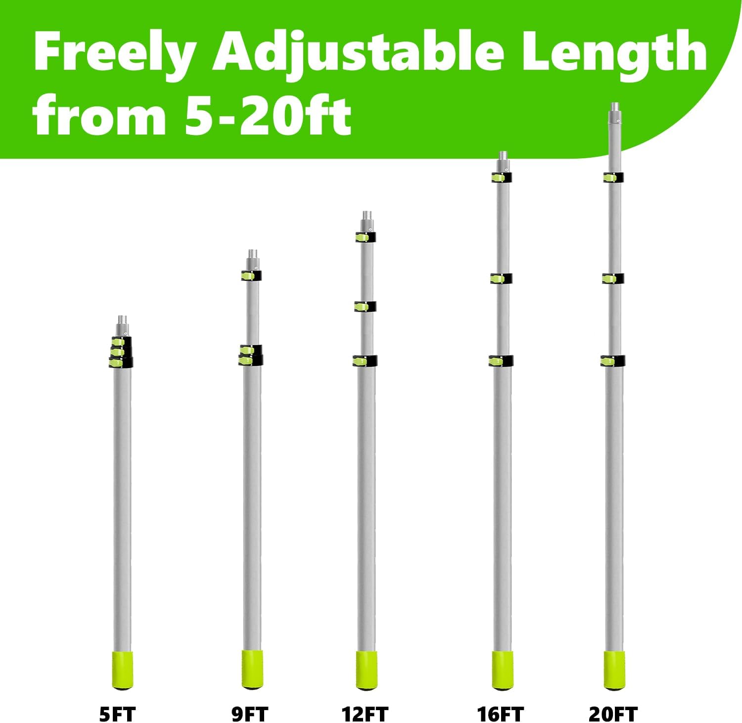 28FT Reach Telescopic Extension Pole 5-20FT Multi-Purpose Paint Roller Extension Pole, Sturdy Aluminum Alloy Paint Extendable Pole with Flip-Lock Design, Telescopic Pole for Painting, Dusting Cleaning