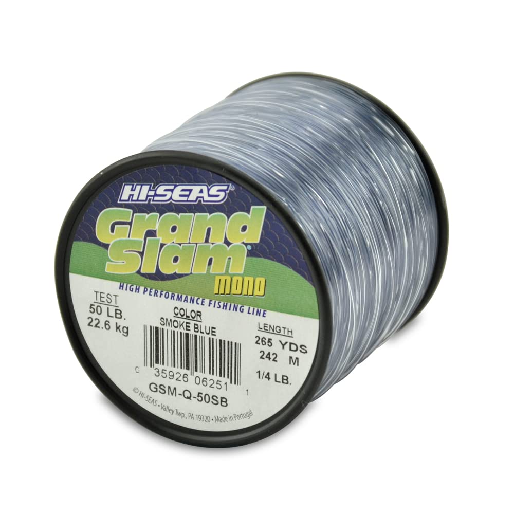 Hi-Seas Grand Slam Monofilament Line, 50 lb / 22.6 kg Test, .028 in / 0.70 mm Dia, Smoke Blue, 265 yd / 242 m โ image 1
