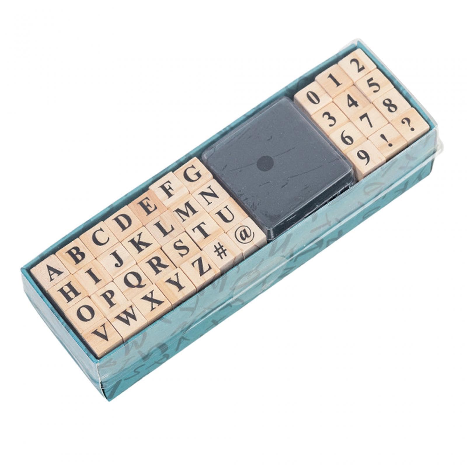 Lot de 10 tampons en bois avec lettres de l'alphabet et chiffres pour scrapbooking fournitures dessin journal style A