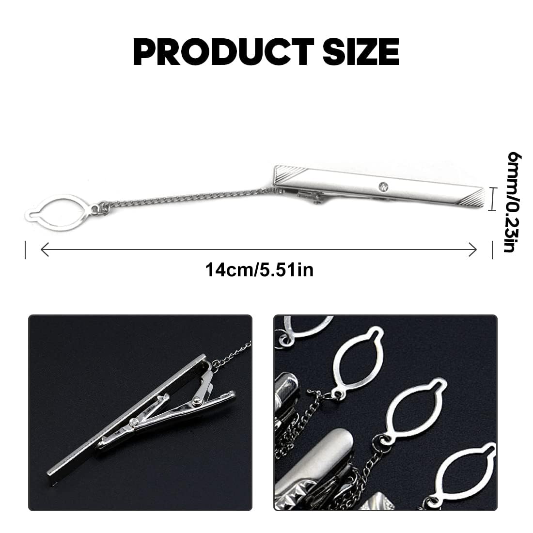 Lot De 6 Pinces à Cravate élégantes Pour Hommes - Idéales Mariage, Bureau, Soirée, Cadeau Noël