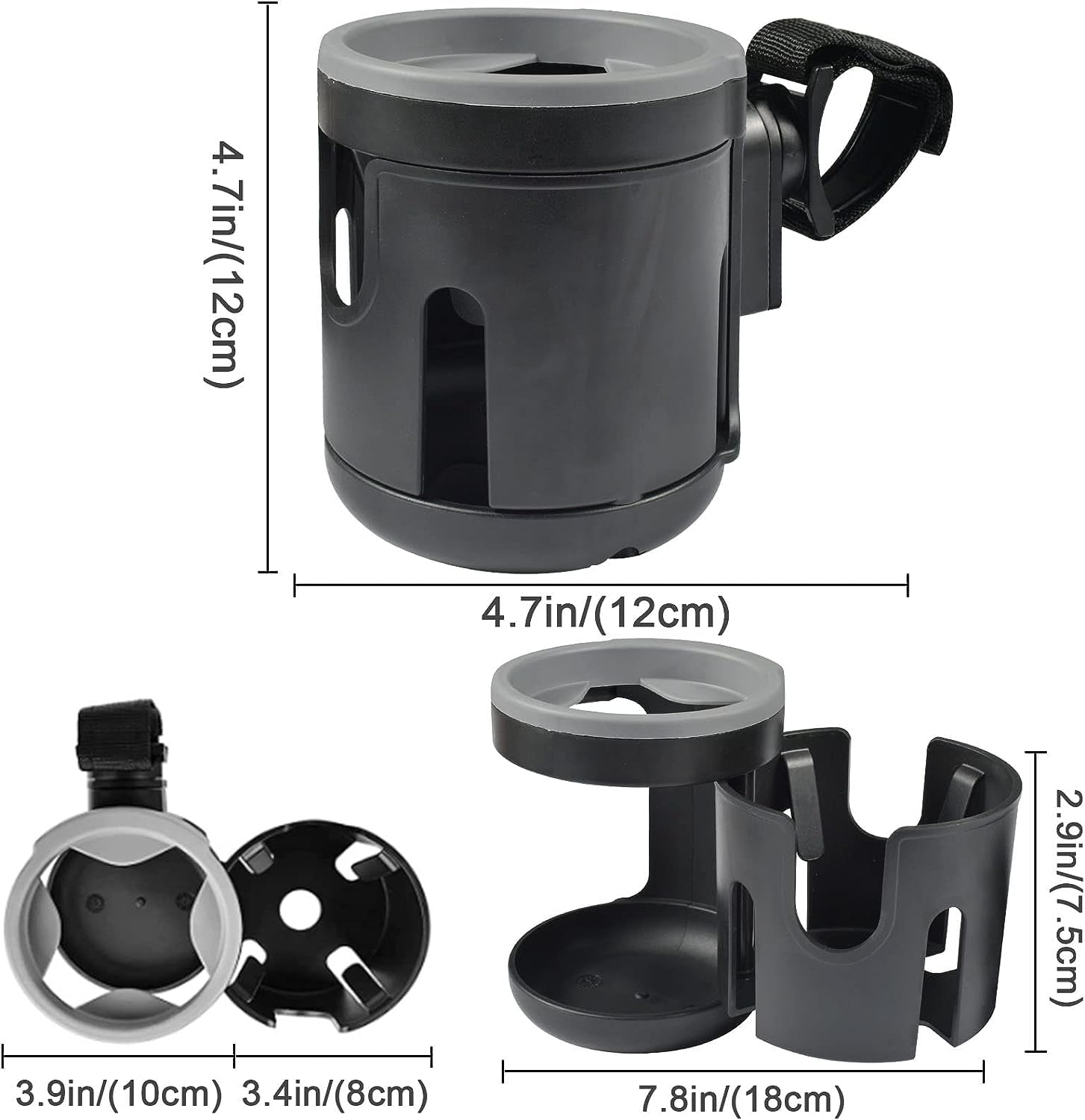 Porte-Gobelet 2 en 1 pour Landau, Accessoires pour Landau, Porte-Gobelet pour VéLo, Porte-Gobelet Pivotant à 360°, Accessoires pour Landau, pour Landau, pour VéLo