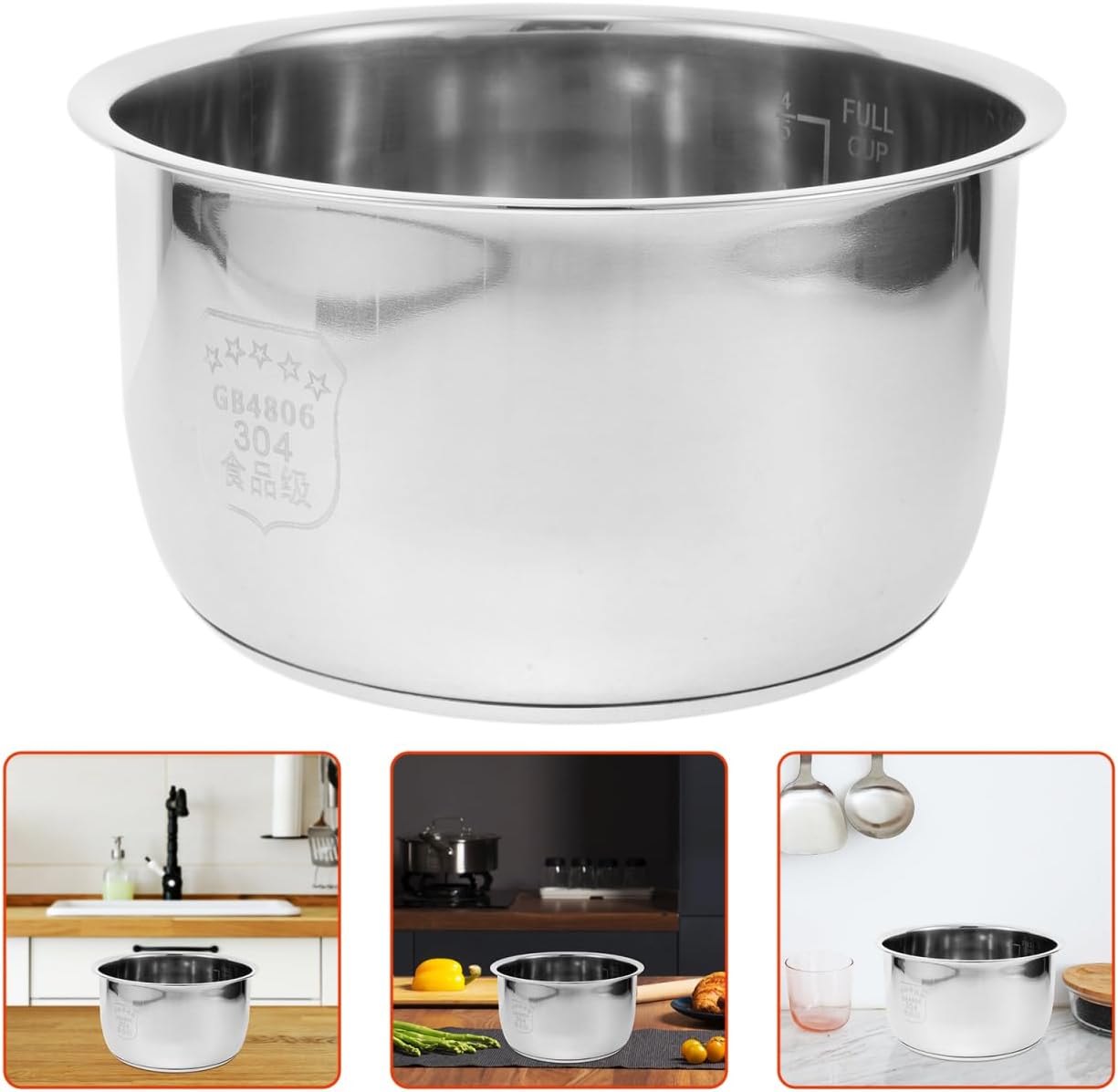 Stainless Steel Rice Cooker Inner Pot, Stainless Steel Rice Cooker Inner Pot Replacement Universal Replacement Scaled Kitchen Accessory