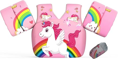 REALIKE Chaleco de natación para niños pequeños, flotadores, ayudas de natación con arnés de hombro, alas de brazo para niñosbebésbebé, playa,