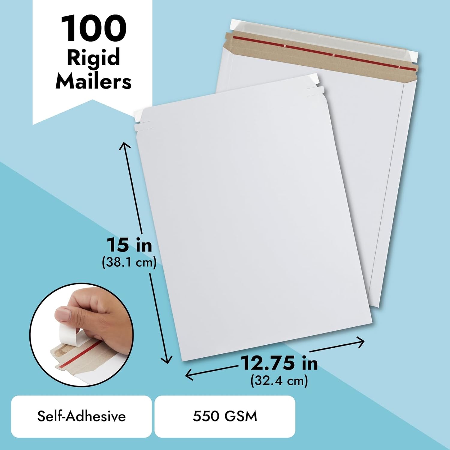 Rigid Mailers EcoSwift White Cardboard Photo Mailers – 9.75 X 12.25 Inches,  20 Pack | Recyclable Plastic Mailing Envelopes