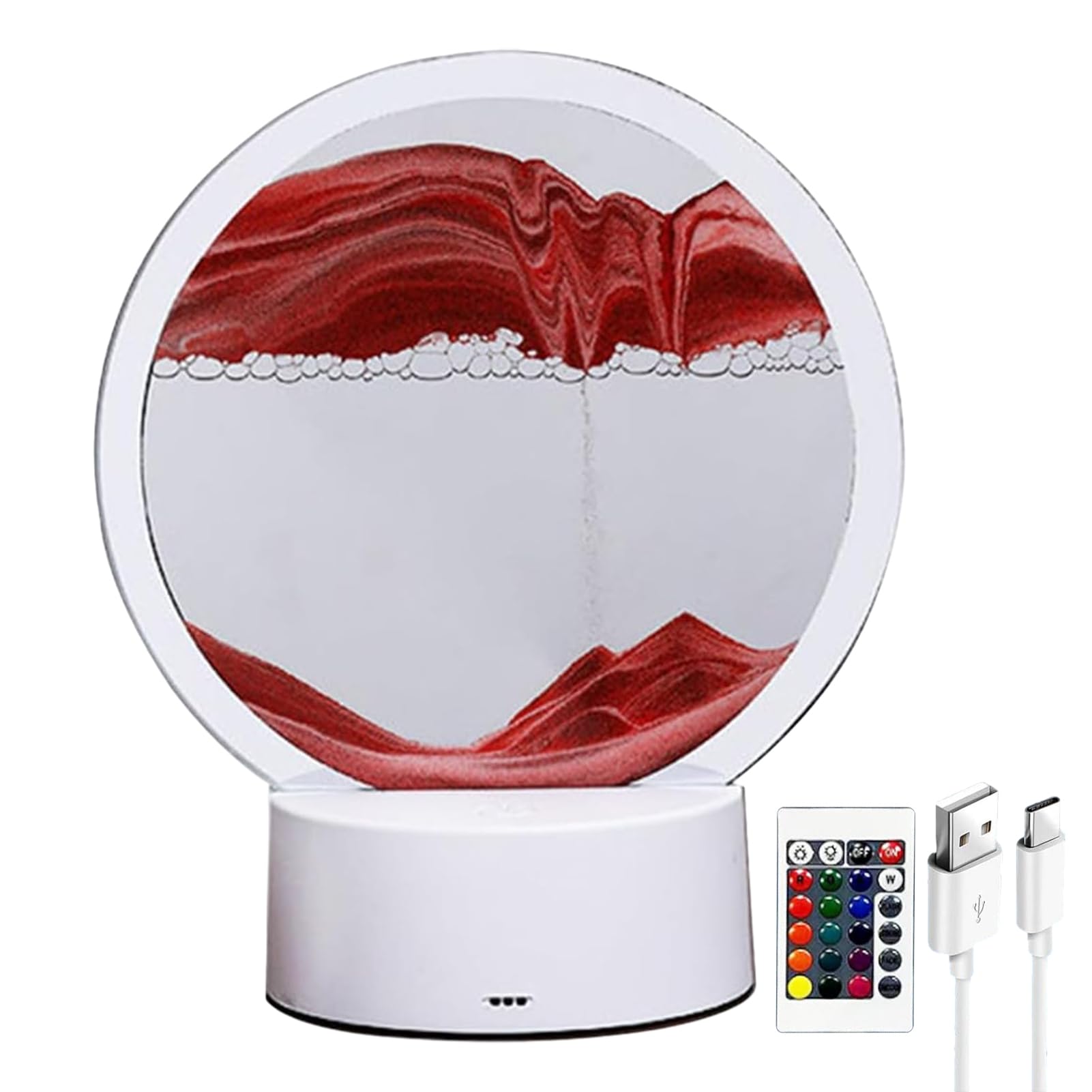 Uitseld Sand Art Liquid Motion, Moving Sand Art, Hourglass Lamp 360° Rotating Table Lamp RGB Colorful, Table Lamp Creative Art Sand Living Room Sandscape Lamp Decoration with Remote Control