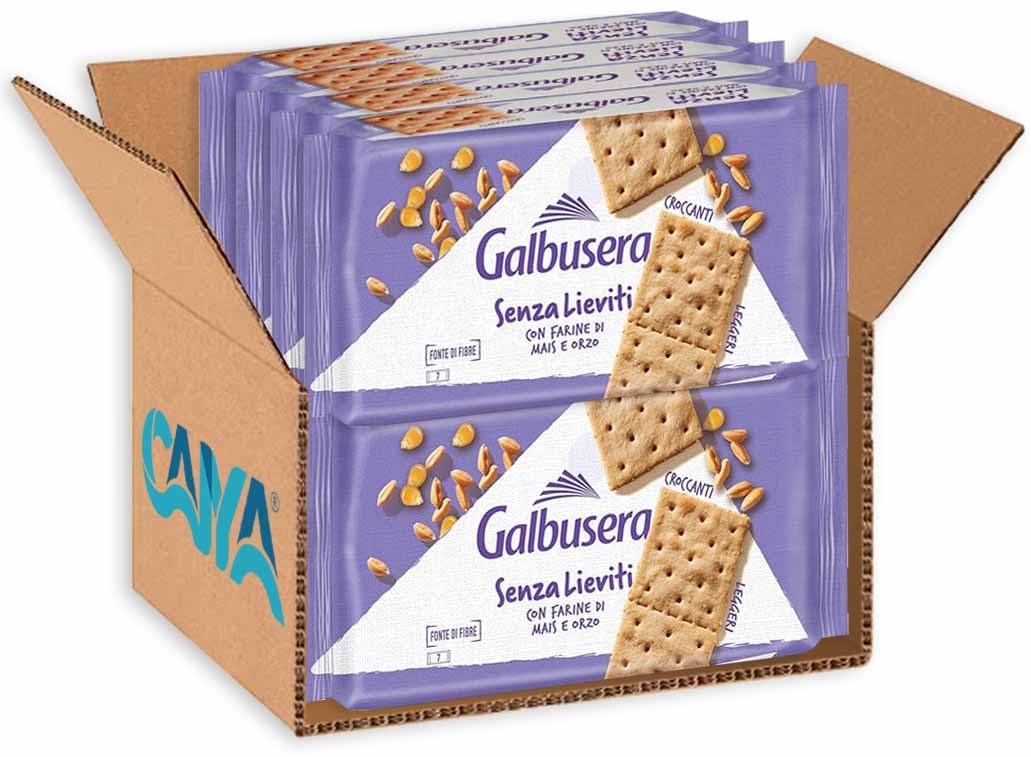 8X Galbusera Cracker Senza Lieviti con Farine di Mais e Orzo Croccanti e Leggeri 300g