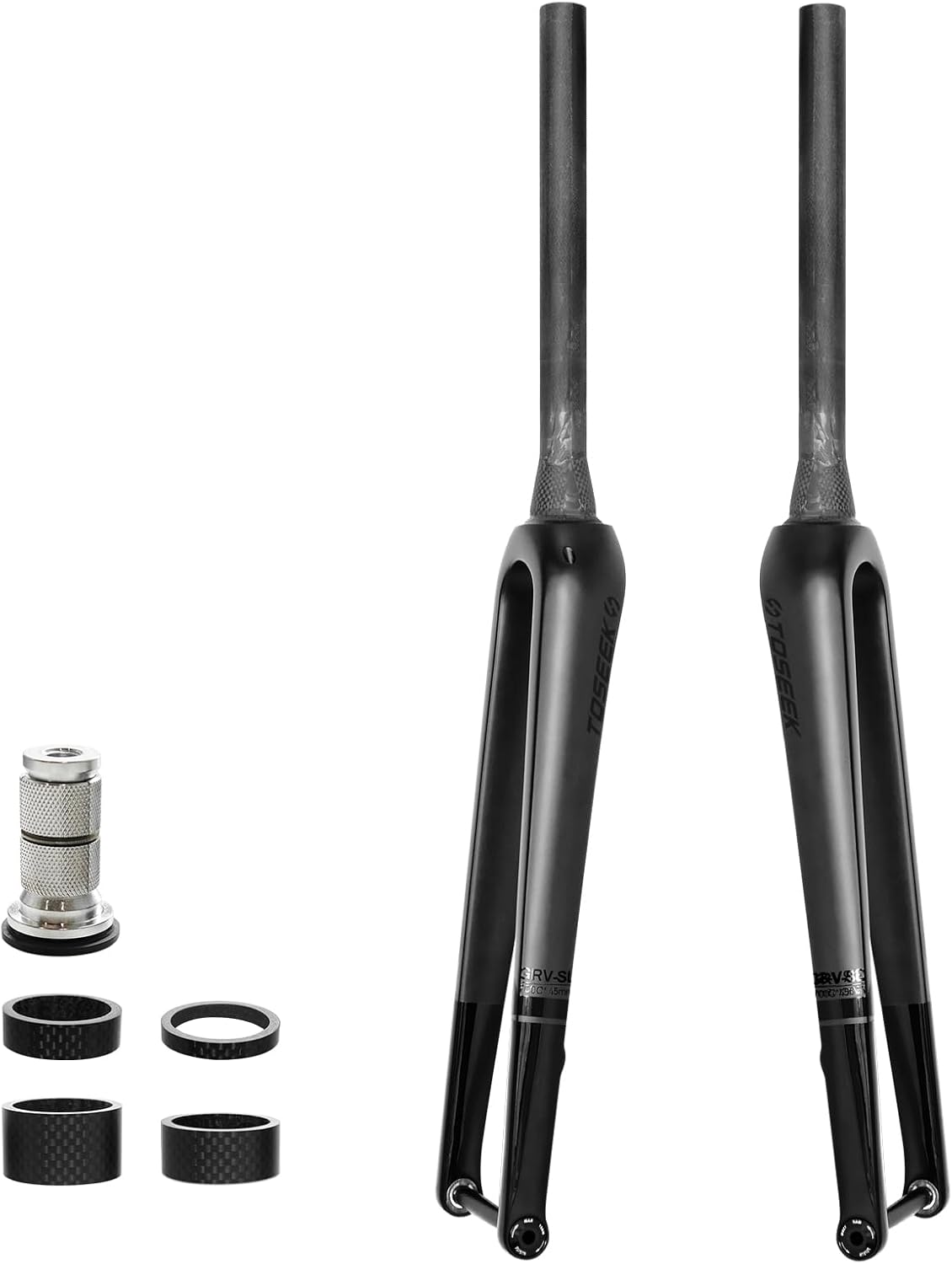 700C Carbon Fiber MTB Front Fork, Road Bike Fork Disc Brake, Thru Axle 12mm*100mm, Gravel Fork Tapered Tube Superlight Mountain Bike Front Forks