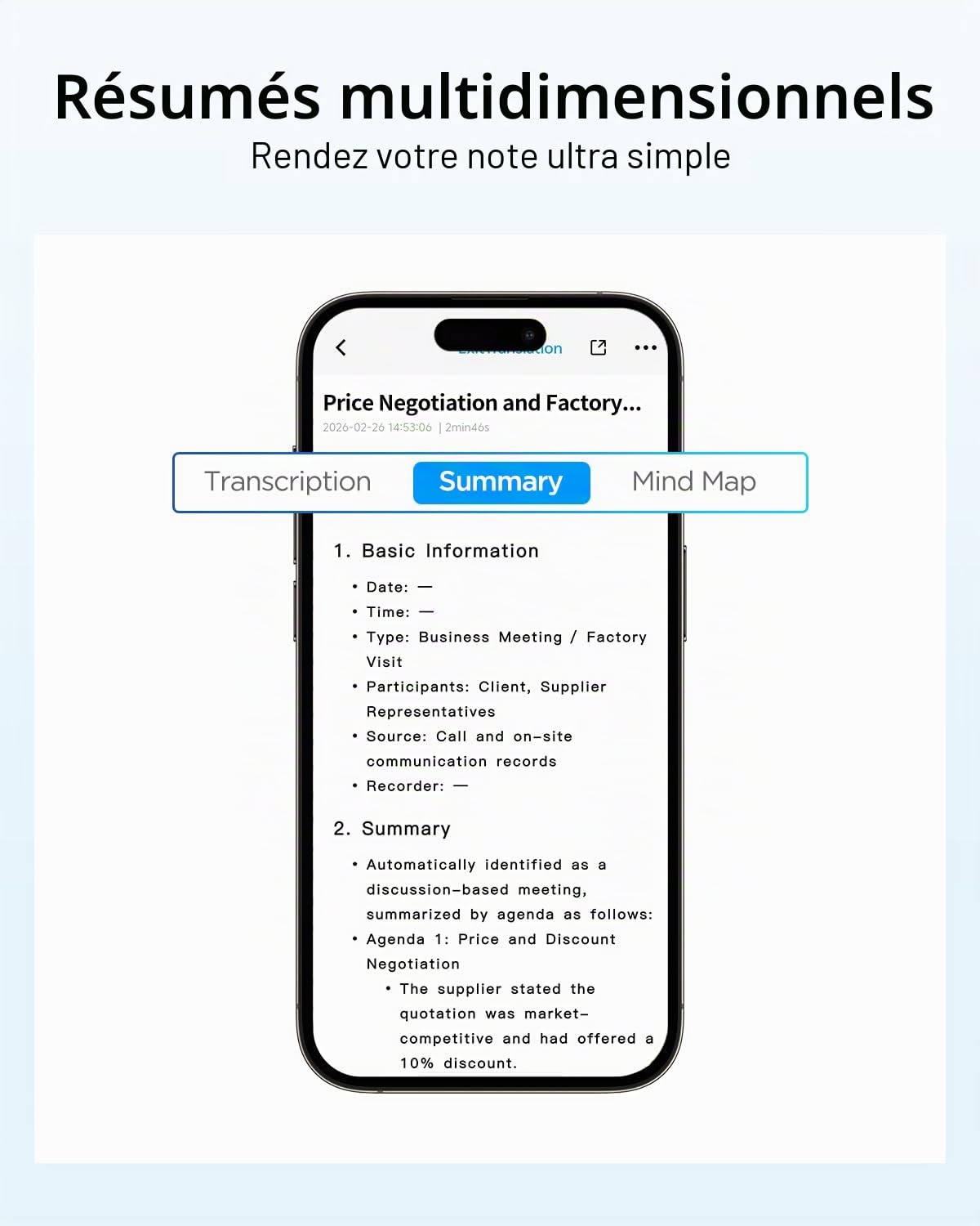 BOYA Notra Enregistreur Vocal AI, Capture 3 Modes – Ambiance/Appel téléphonique/Bluetooth, Transcription IA et résumé Intelligent, Prend en Charge Plus de 140 Langues, Stockage de 64 Go, Prise de
