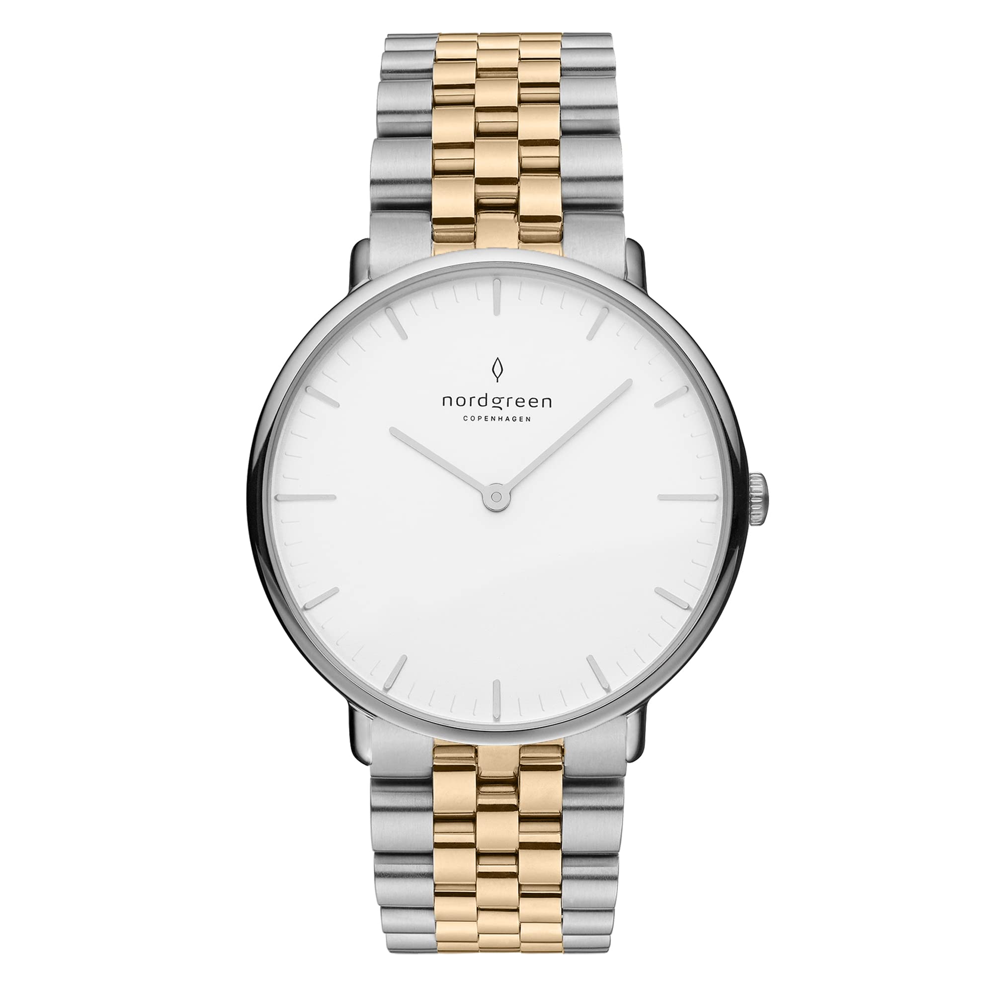 Nordgreen orologio di design scandinavo - analogico al quarzo, argento/oro, cinturini in pelle/rete intercambiabili, elegante, unisex, resistente all'acqua, moderno, modello Native