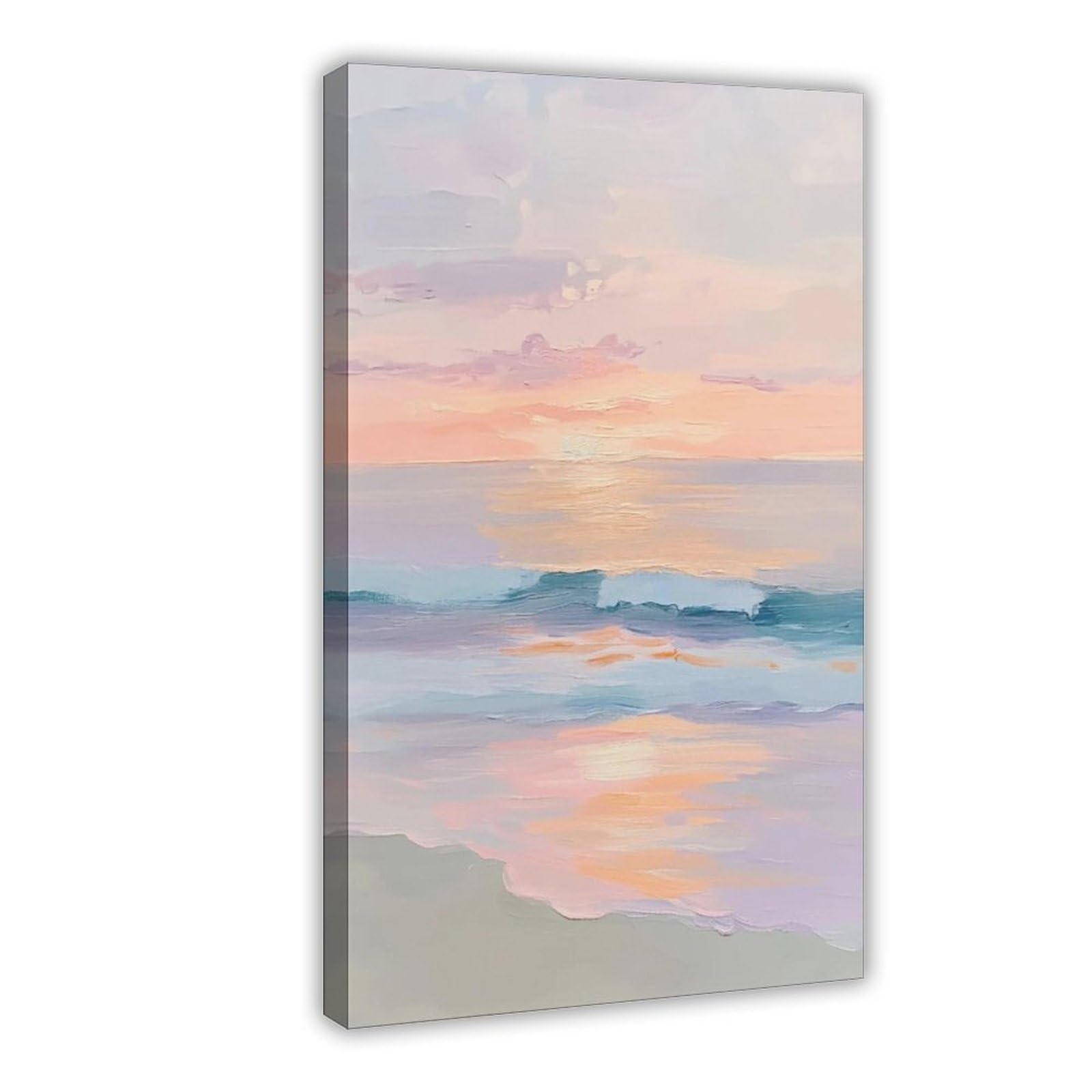 Bareronor Pastel Sunset Ocean Poster Canvas Poster Bedroom Decor Landscape Office Room Decor Gift 12" L X 18" W