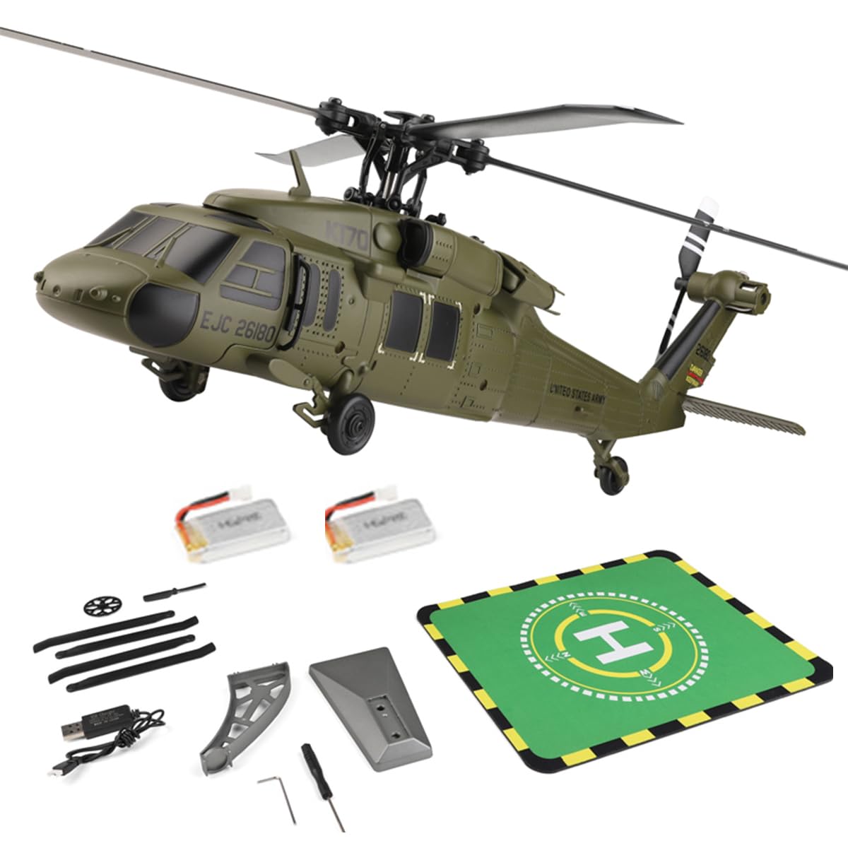 BrickCraftWorks WL K170 Blackk Hawk UH-60L 170, RC Military Helicopters for Adults, 2.4G 4CH Flybarless RC Helicopter with Adjustable Left and Right Hand Throttle (RTF Version)