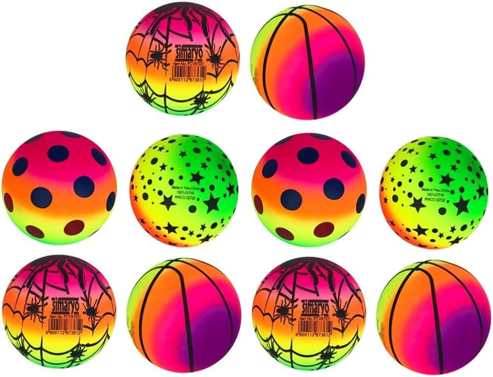 BE BENIGN Designer Inflatable Vinyl Ball/PVC/Swimming/Pool/Garden Perfect for Children with Inflating pin | Size : 22cm (9 inches) | Multi Color (3) 1