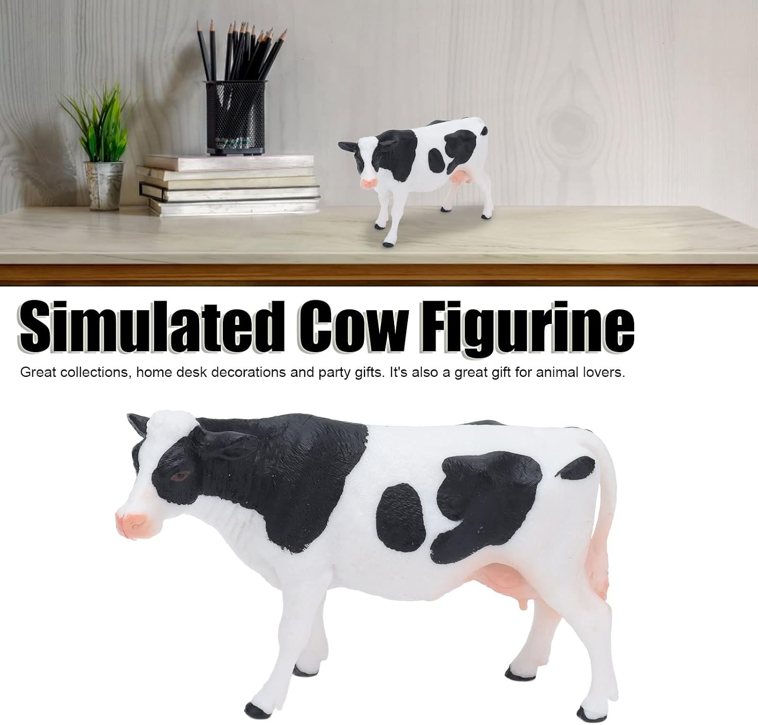 Keenso Wearproof Plastic Simmental Cattle Figurine Exquisite Simulated Cow Figure for Home Desk Decoration Party Gift Animal Model Hand-me-Downs, Robots