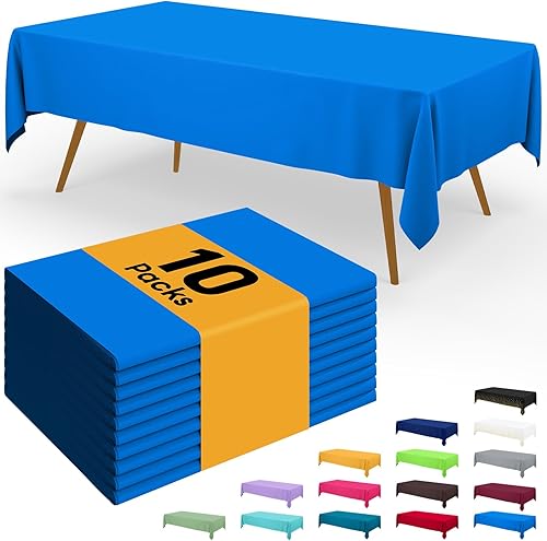 Miniatura 72 de Smiry - Juego de 6 manteles desechables, manteles rectangulares impermeables de 54 x 108 pulgadas para fiestas, mantel de plástico decorativo, a